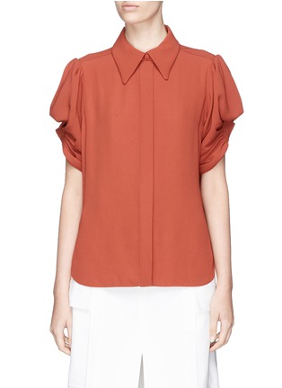 Main View - Click To Enlarge - CHLOÉ - Smocked effect pouf sleeve crepe shirt