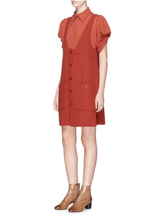 Figure View - Click To Enlarge - CHLOÉ - Smocked effect pouf sleeve crepe shirt