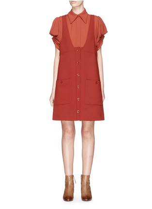 Main View - Click To Enlarge - CHLOÉ - Pleated virgin wool cady crepe school dress
