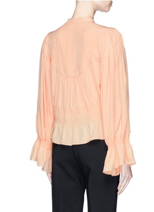 Back View - Click To Enlarge - CHLOÉ - Pussybow ruched crepe de chine blouse