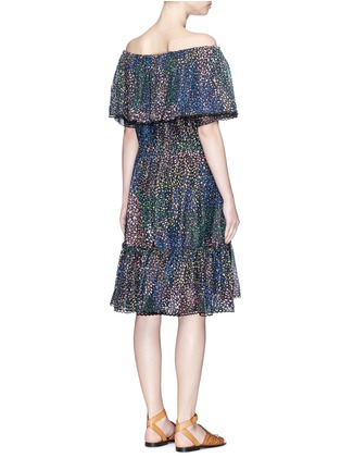 Back View - Click To Enlarge - CHLOÉ - Firework print ruffle off-shoulder dress