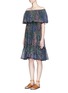 Front View - Click To Enlarge - CHLOÉ - Firework print ruffle off-shoulder dress