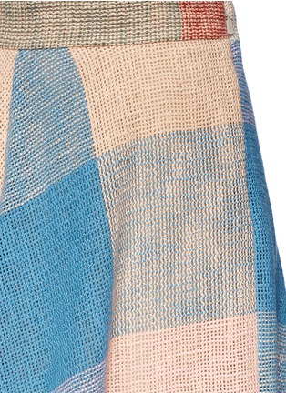 Detail View - Click To Enlarge - CHLOÉ - Fringe hem colourblock open weave midi skirt