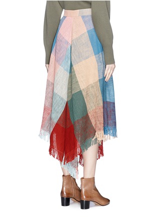 Back View - Click To Enlarge - CHLOÉ - Fringe hem colourblock open weave midi skirt