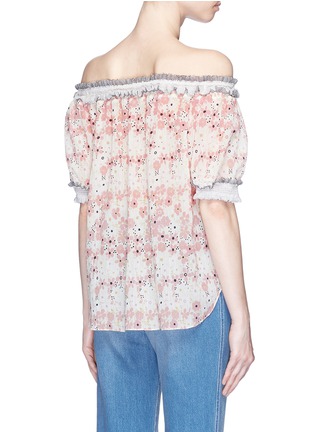 Back View - Click To Enlarge - CHLOÉ - Floral print ruffle off-shoulder crépon top