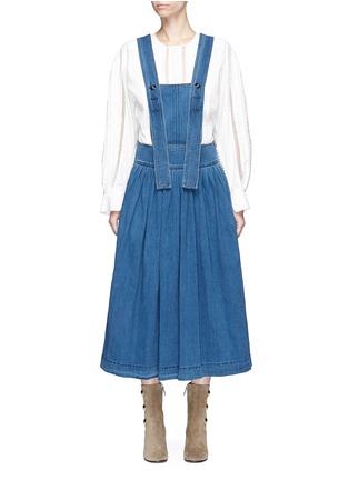 Main View - Click To Enlarge - CHLOÉ - Ruched denim pinafore dress