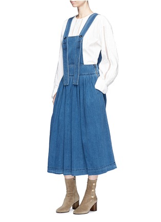 Figure View - Click To Enlarge - CHLOÉ - Ruched denim pinafore dress