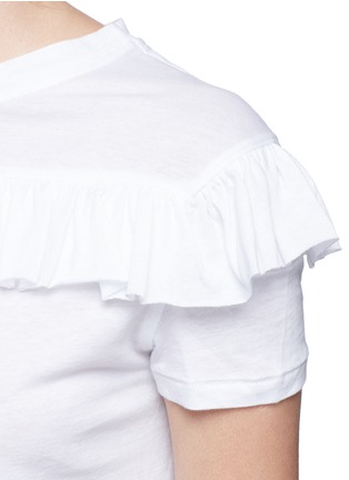 Detail View - Click To Enlarge - HELMUT LANG - Ruffle trim slub cotton jersey T-shirt