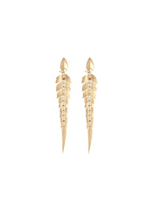 Main View - Click To Enlarge - STEPHEN WEBSTER - Diamond 18k yellow gold linked feather drop earrings