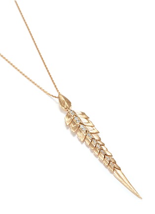 Figure View - Click To Enlarge - STEPHEN WEBSTER - Diamond 18k yellow gold feather pendant necklace