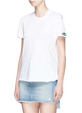 Front View - Click To Enlarge - SANDRINE ROSE - 'The Vintage Crew' eye embroidered cotton T-shirt