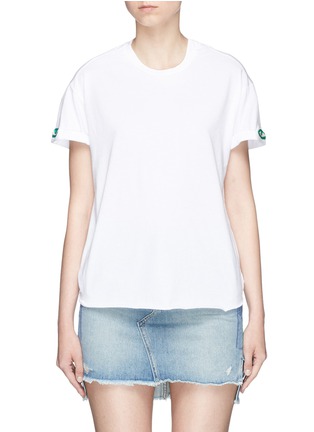 Main View - Click To Enlarge - SANDRINE ROSE - 'The Vintage Crew' eye embroidered cotton T-shirt