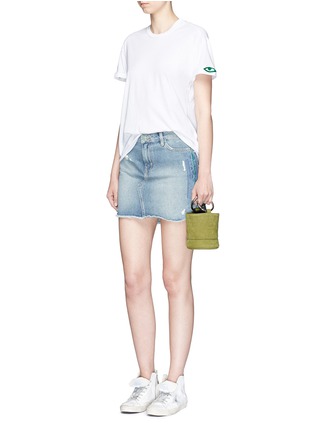 Figure View - Click To Enlarge - SANDRINE ROSE - 'The Mini Skirt' in embroidered denim