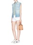 Figure View - Click To Enlarge - SANDRINE ROSE - Tribal embroidered chambray sleeveless shirt