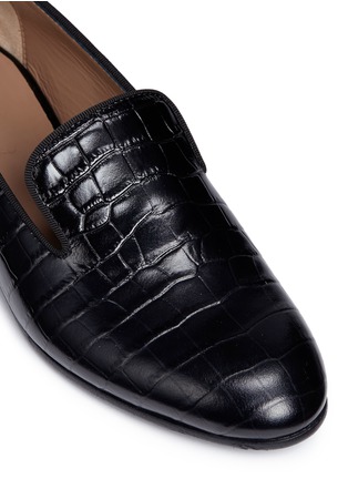 Detail View - Click To Enlarge - ALUMNAE - 'Tuxedo Slipper' croc embossed leather flats