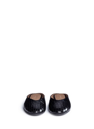 Front View - Click To Enlarge - ALUMNAE - 'Almond' croc embossed leather slides