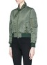 Front View - Click To Enlarge - BALENCIAGA - Scarf collar padded cropped bomber jacket