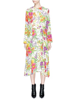 Main View - Click To Enlarge - BALENCIAGA - Floral print leopard jacquard dress