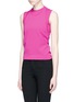 Front View - Click To Enlarge - BALENCIAGA - Fold up tie back jersey top
