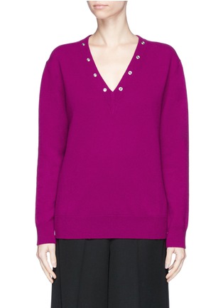 Main View - Click To Enlarge - BALENCIAGA - Snap button V-neck sweater