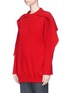 Detail View - Click To Enlarge - BALENCIAGA - Scarf overlay cutout hem oversized sweater