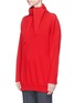 Front View - Click To Enlarge - BALENCIAGA - Scarf overlay cutout hem oversized sweater