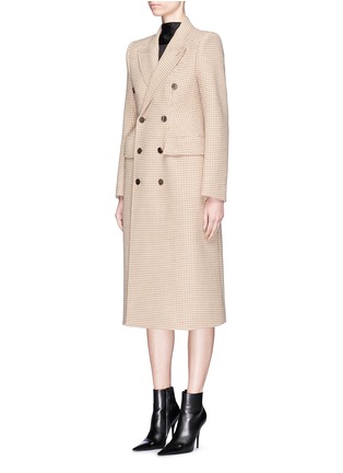 Front View - Click To Enlarge - BALENCIAGA - 'Hourglass' houndstooth virgin wool blend long coat