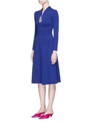 Front View - Click To Enlarge - BALENCIAGA - Jewelled ring pull crepe jersey dress