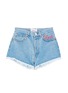 Main View - Click To Enlarge - FORTE COUTURE - 'Bella' slogan embroidered frayed denim shorts