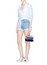 Figure View - Click To Enlarge - FORTE COUTURE - 'Bella' slogan embroidered frayed denim shorts