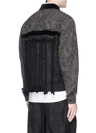 Back View - Click To Enlarge - SONG FOR THE MUTE - Rope fringe floral jacquard worker jacket