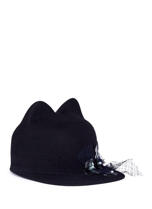 Main View - Click To Enlarge - MAISON MICHEL - 'Jamie' embellished rabbit furfelt cat ear cap