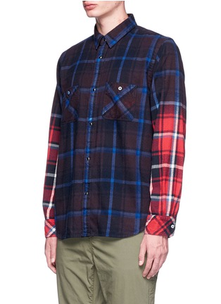 Front View - Click To Enlarge - SACAI - Ombré check plaid flannel shirt