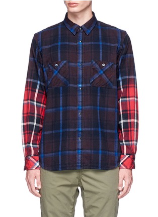 Main View - Click To Enlarge - SACAI - Ombré check plaid flannel shirt