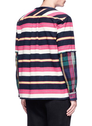 Back View - Click To Enlarge - SACAI - Check plaid sleeve stripe flannel sweatshirt