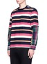 Front View - Click To Enlarge - SACAI - Check plaid sleeve stripe flannel sweatshirt