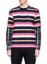 Main View - Click To Enlarge - SACAI - Check plaid sleeve stripe flannel sweatshirt