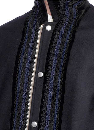Detail View - Click To Enlarge - SACAI - Ribbon appliqué wool melton coach jacket