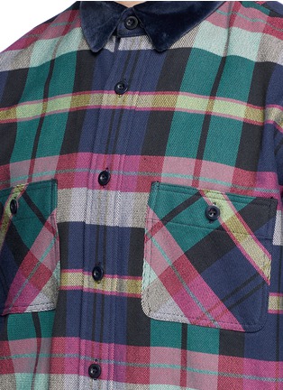 Detail View - Click To Enlarge - SACAI - Check plaid flannel patchwork shirt