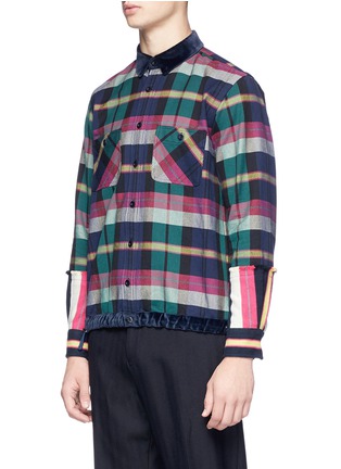 Front View - Click To Enlarge - SACAI - Check plaid flannel patchwork shirt