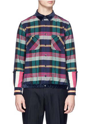 Main View - Click To Enlarge - SACAI - Check plaid flannel patchwork shirt