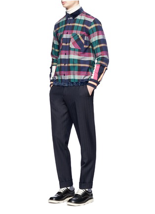 Figure View - Click To Enlarge - SACAI - Check plaid flannel patchwork shirt