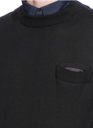 Detail View - Click To Enlarge - SACAI - Contrast collar wool sweater