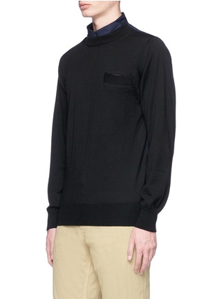 Front View - Click To Enlarge - SACAI - Contrast collar wool sweater