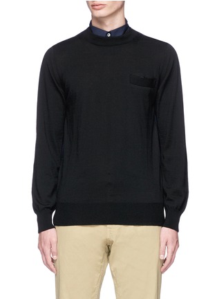 Main View - Click To Enlarge - SACAI - Contrast collar wool sweater