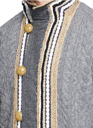 Detail View - Click To Enlarge - SACAI - Embellished placket cable knit cardigan