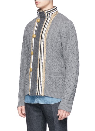 Front View - Click To Enlarge - SACAI - Embellished placket cable knit cardigan