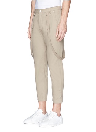 Front View - Click To Enlarge - HELMUT LANG - Suspender strap cropped twill pants
