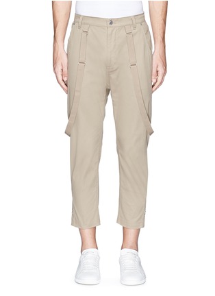 Main View - Click To Enlarge - HELMUT LANG - Suspender strap cropped twill pants