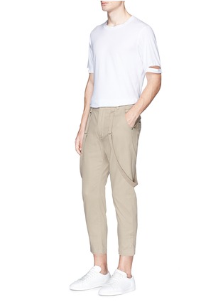 Figure View - Click To Enlarge - HELMUT LANG - Suspender strap cropped twill pants